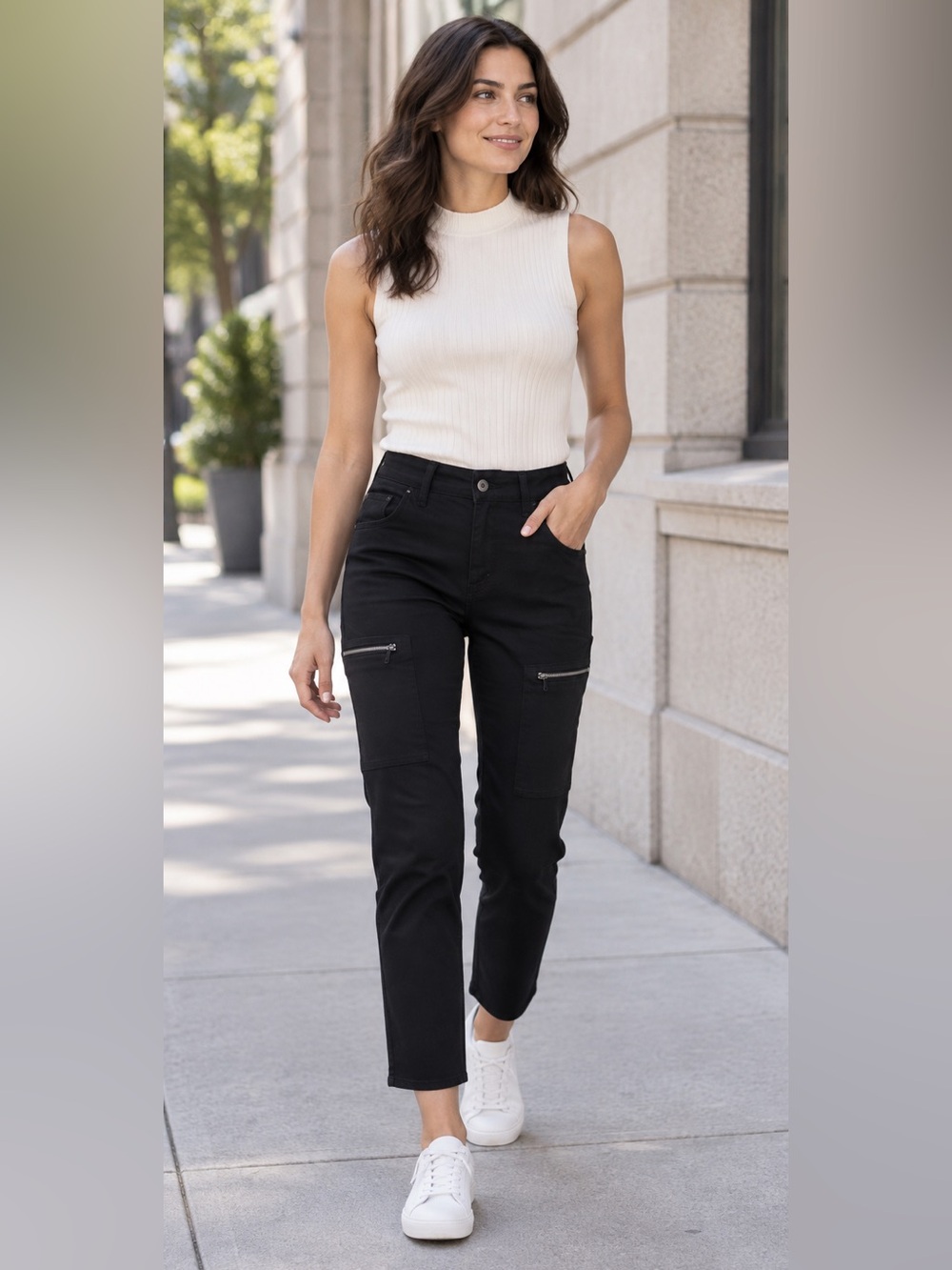 RALPH LAUREN Premium Black Zipper Cargo Pants Size 10 NEW WITHOUT TAGS